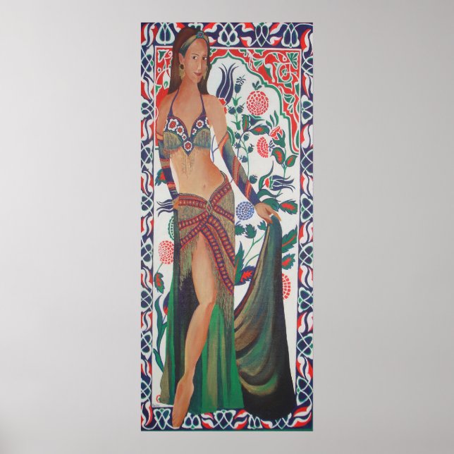 Turkiska Belly Dancer med traditionell konst Backg Poster (Framsidan)