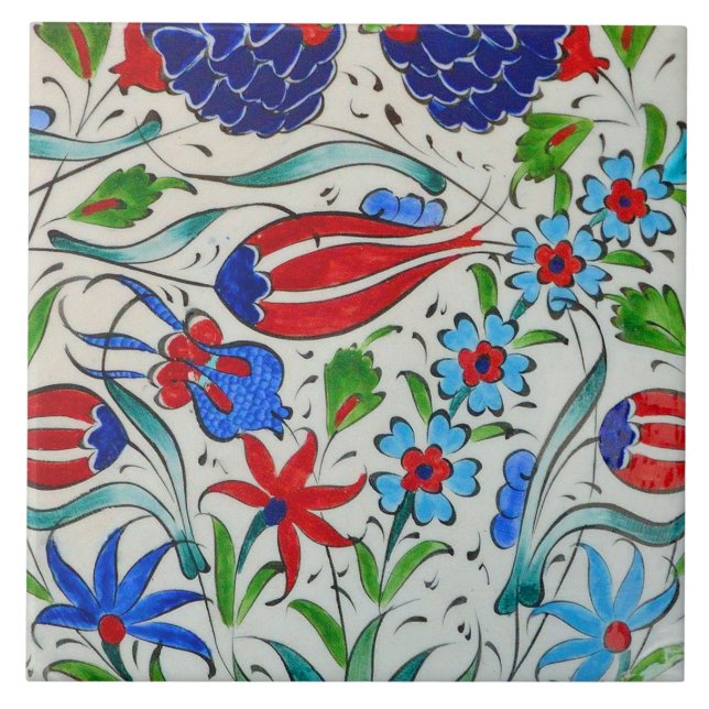 Turkiska blommigtar kakelplatta (Framsidan)