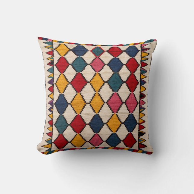 Turkiska Boho möter modern: Vita Kilim Pillows Kudde (Framsida)