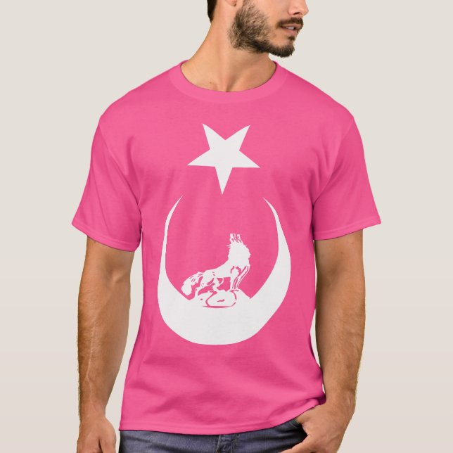 Turkiska Bozkurt Grått Varg Flagga T Shirt (Framsida)