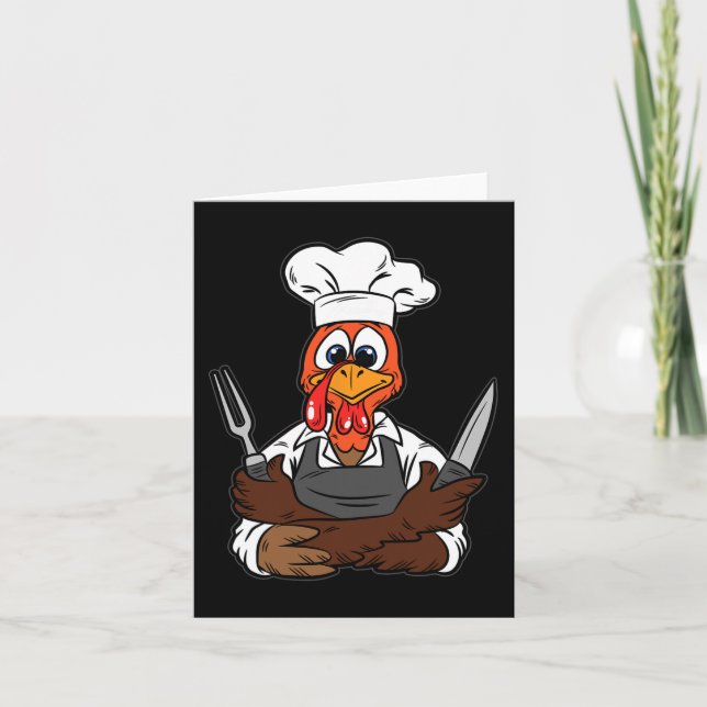 Turkiska Chef Thanksgiving Day Funny Cook Culinary Kort (Framsida)