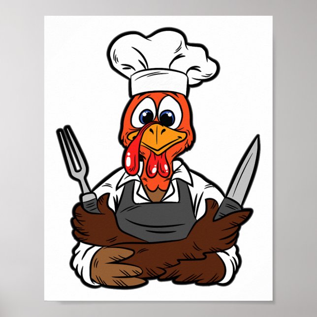 Turkiska Chef Thanksgiving Day Funny Cook Culinary Poster (Framsidan)