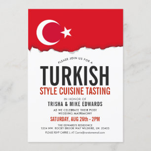 Turkiska Cuisineet Party Flagga Vita Inbjudan