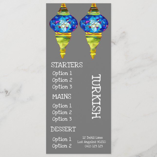 Turkiska cuisineets restaurangmatsmeny meny (Framsida)