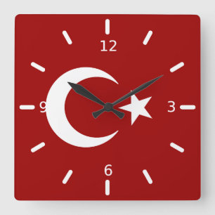 Turkiska flagga fyrkantig klocka