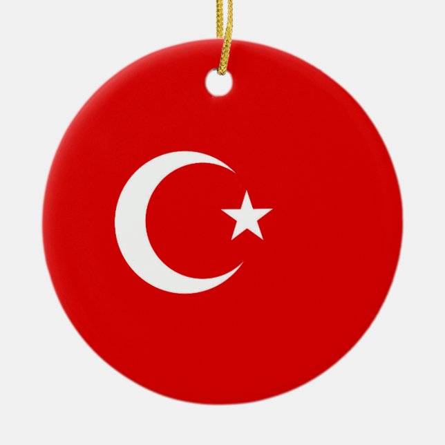 Turkiska flagga julgransprydnad keramik (Framsidan)