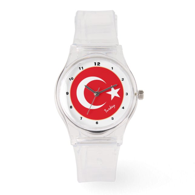 Turkiska Flagga-klocka, Turkiet mode /designklocka Armbandsur (Framsida)