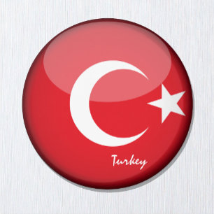 Turkiska flagga och Turkiet - resor/sportfantaster Magnet