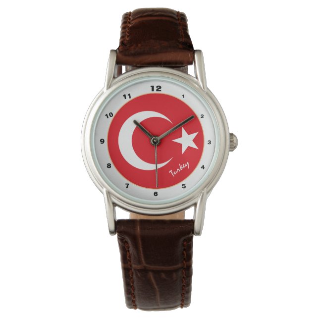 Turkiska Flagga och Turkiet trendig mode /designur Armbandsur (Framsida)