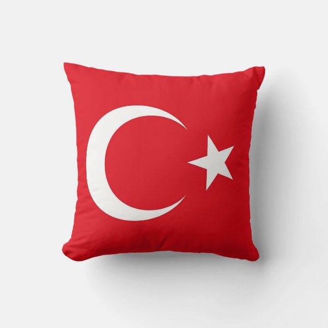Turkiska Flagga på amerikanska MoJo Pillow Kudde (Framsida)
