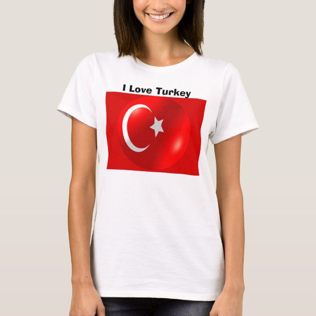 Turkiska Flagga T Shirt (Framsida)
