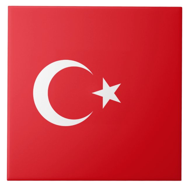 Turkiska Flagga (Turkiet) Kakelplatta (Framsidan)