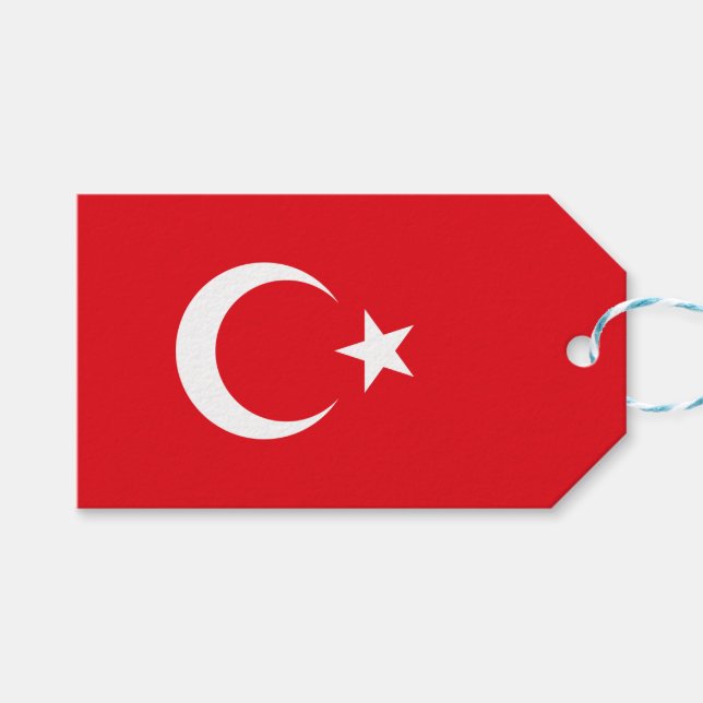 Turkiska Flagga (Turkiet) Presentetikett (Framsidan (Horisontell))