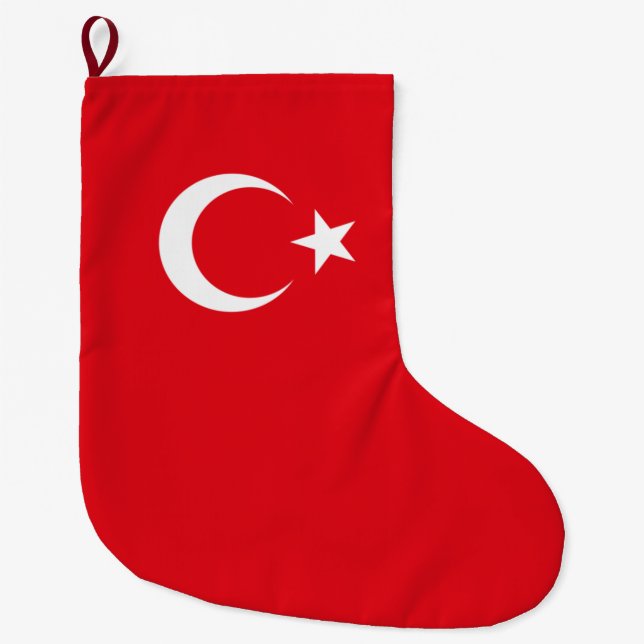 Turkiska Flagga (Turkiet) Stor Julstrumpa (Framsidan)