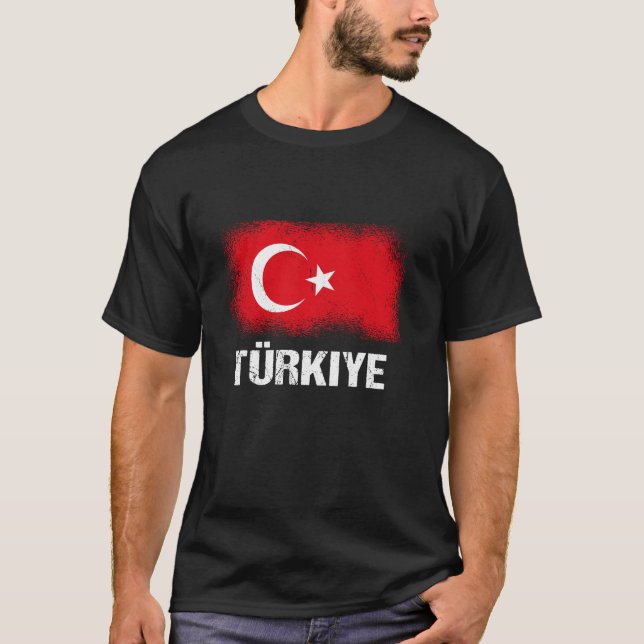 Turkiska Flagga Turkiet T Shirt (Framsida)