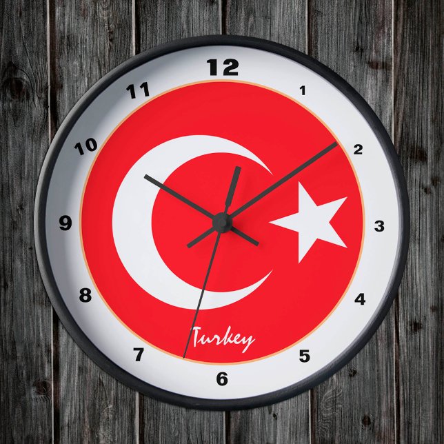 Turkiska Flagga, Turkiet trendig hem/designklocka Rund Klocka (Skapare uppladdad)