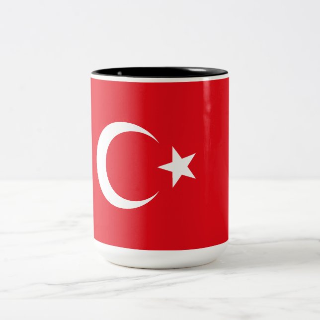 Turkiska Flagga (Turkiet) Två-Tonad Mugg (Center)