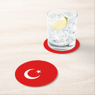 Turkiska flagga underlägg papper rund
