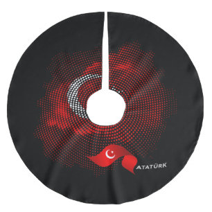 Turkiska flaggan julgransmatta borstad polyester