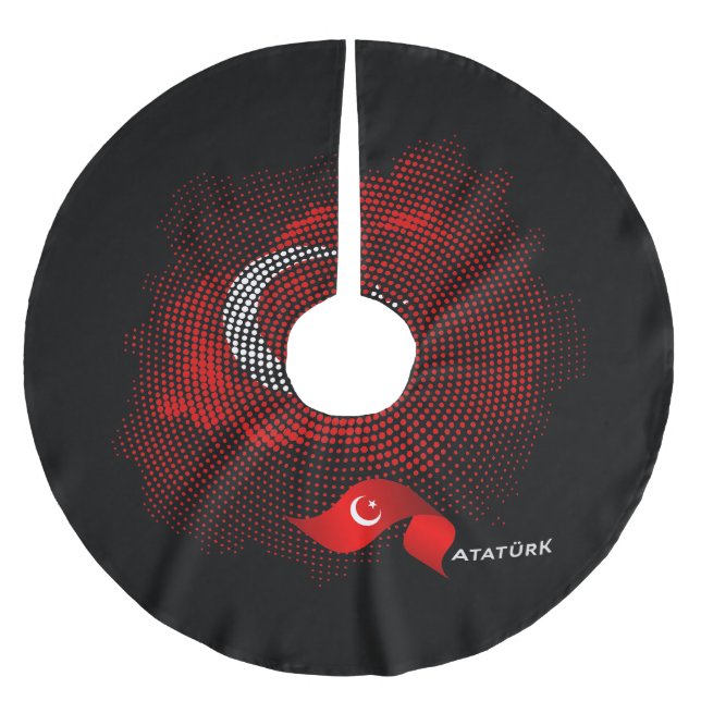 Turkiska flaggan julgransmatta borstad polyester (Framsidan)