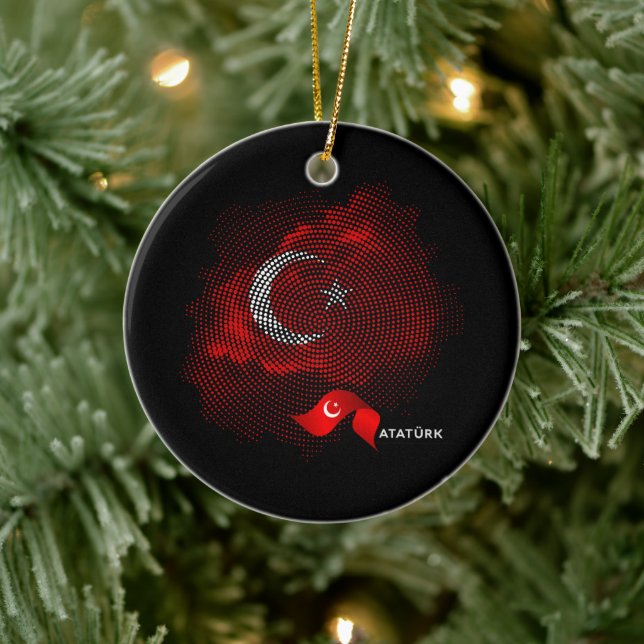 Turkiska flaggan julgransprydnad keramik (Träd)