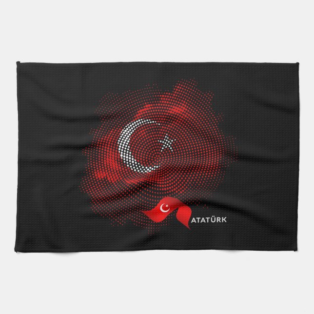 Turkiska flaggan kökshandduk (Horisontell)