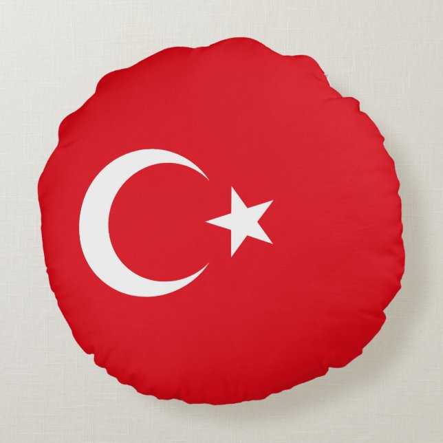 Turkiska flaggan rund kudde (Baksidan)