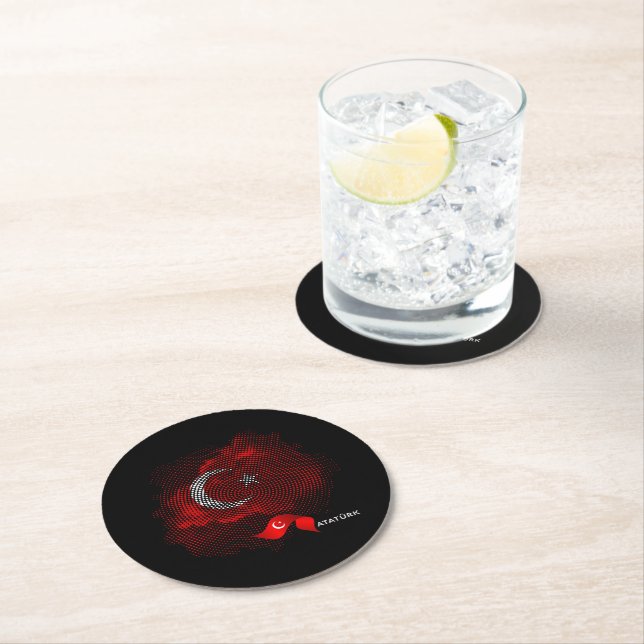 Turkiska flaggan underlägg papper rund (Insitu)