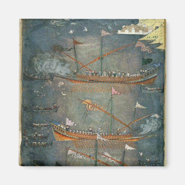 Turkiska galleys i strid, 1636 magnet (Framsidan)