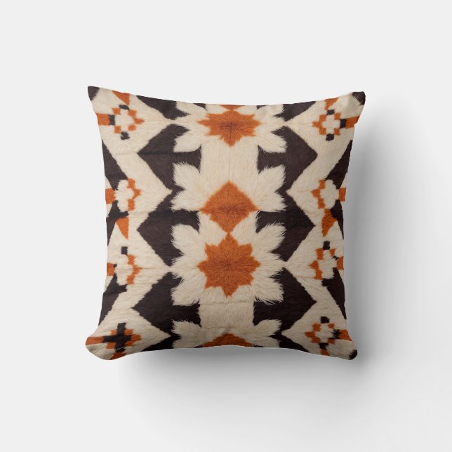 Turkiska Geometric White Kilim Pillows: Boho-Chic Kudde (Framsida)