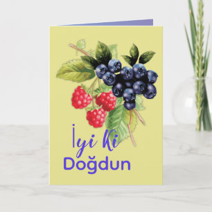 Turkiska Grattis på födelsedagen Doğum Günü Kartı Kort