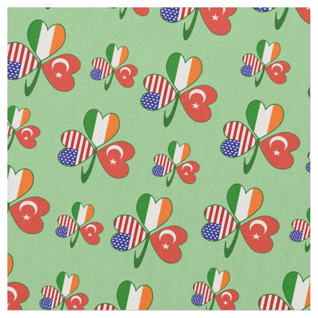 Turkiska Irländska Amerikanska Flaggor Shamrock Pe Tyg (Närbild)