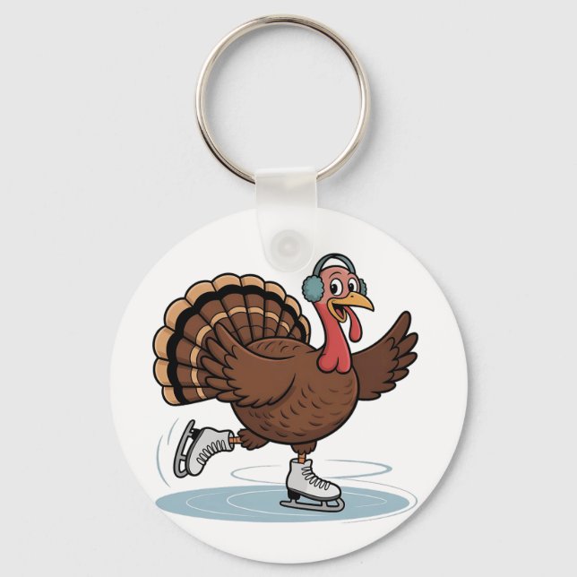 Turkiska isfär Thanksgiving Gobbler Nyckelring (Framsida)