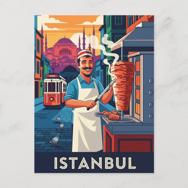 Turkiska Istanbul Kebab Street Vendor Vykort (Framsida)