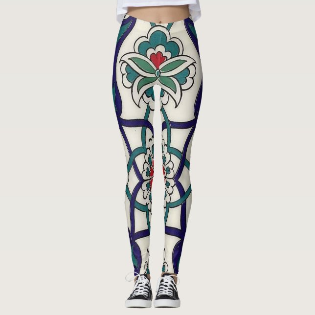Turkiska keramiska Blommigtar Leggings (Framsida)