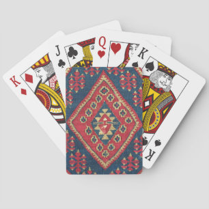 Turkiska Kilim Carpet Matta Antique Red Blue Casinokort
