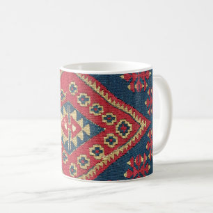 Turkiska Kilim Carpet Matta Antique Red Blue Kaffemugg