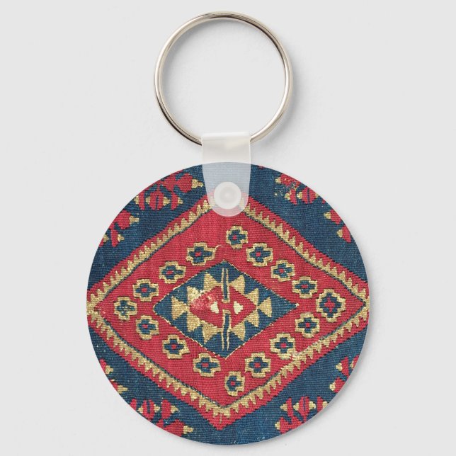 Turkiska Kilim Carpet Matta Antique Red Blue Nyckelring (Framsida)
