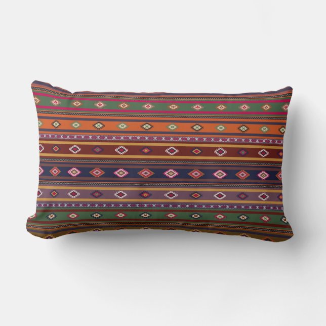 Turkiska Kilim Mönster Colorful Tribal Lumbarkudde (Framsida)