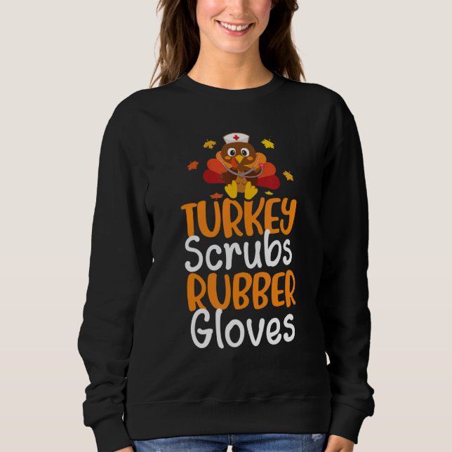 Turkiska krubbrumgummihandskar Cute Nurse Thanksgi T Shirt (Framsida)