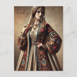 Turkiska kvinnor i traditionell ottomansk attityd vykort