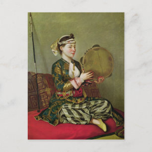 Turkiska kvinnor med en Tambourine Vykort