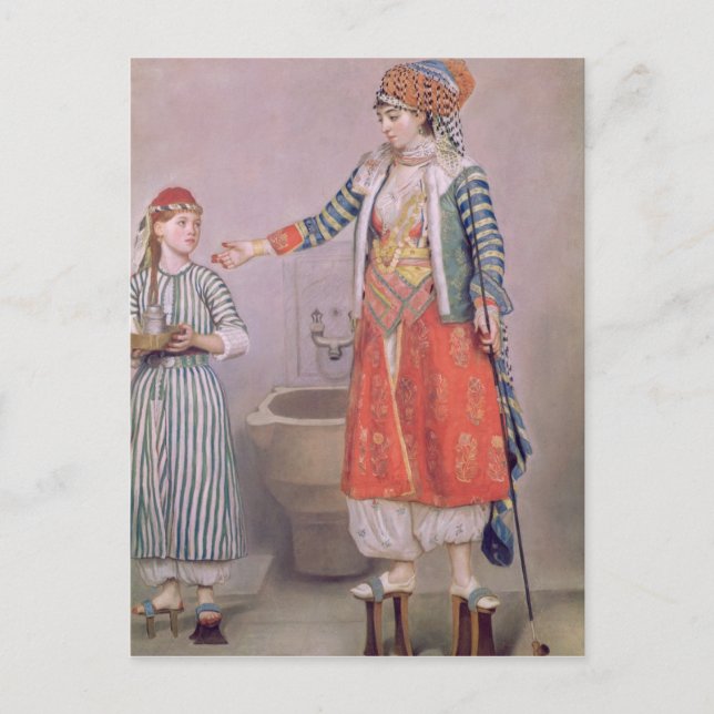 Turkiska kvinnor med sin servant vykort (Framsida)