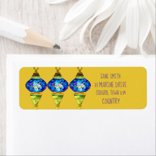 Turkiska lampor, mosaikkonst, vattenfärg returadress etikett