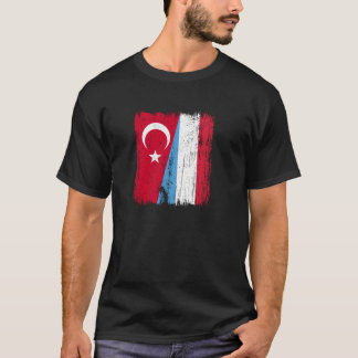 Turkiska luxemburgska, halv Flagga, luxemburgska T Shirt