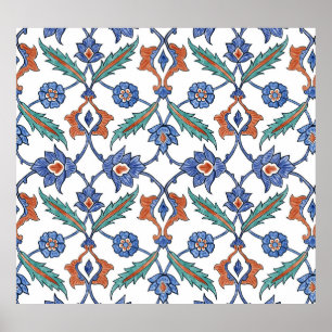 Turkiska medeltida brickor: Blommigt Ornament. Poster