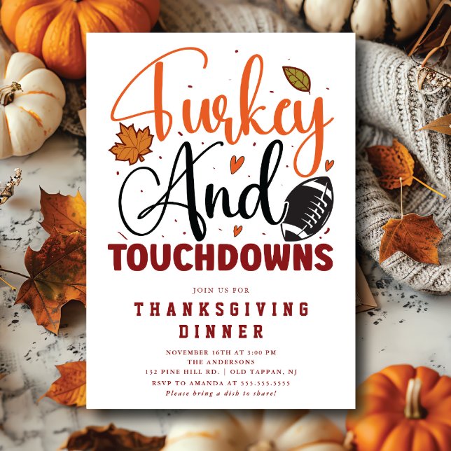 Turkiska middagen och Thanksgivingen Touchdowns Inbjudningar (Skapare uppladdad)