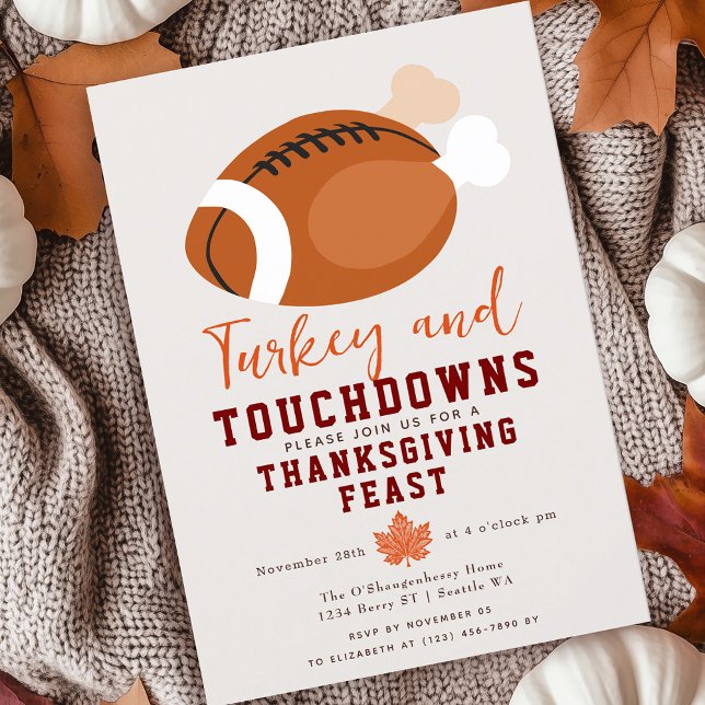Turkiska middagen och Thanksgivingen Touchdowns Inbjudningar (Skapare uppladdad)