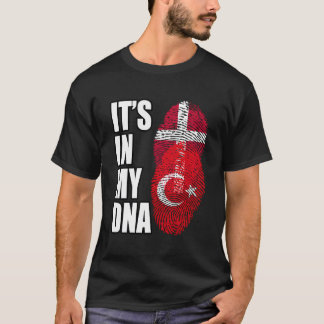 Turkiska och danska Mix Heritage Dna Flagga T Shirt