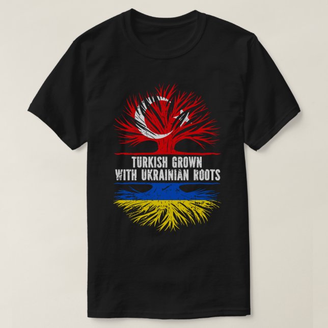 Turkiska odlingar med ukrainska rötter Flagga T Shirt (Design framsida)